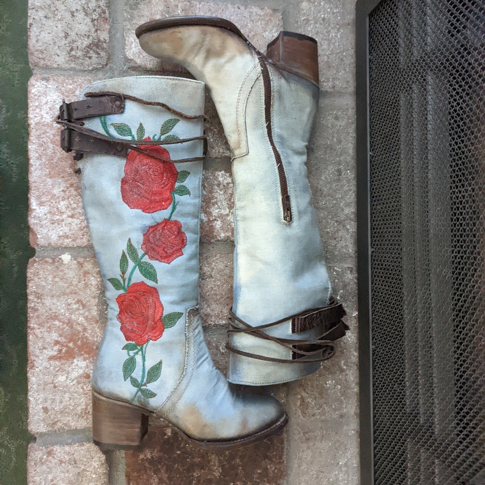 RARE FreeBird Cryus Boots in Denim Size 6 - Picture 12 of 16